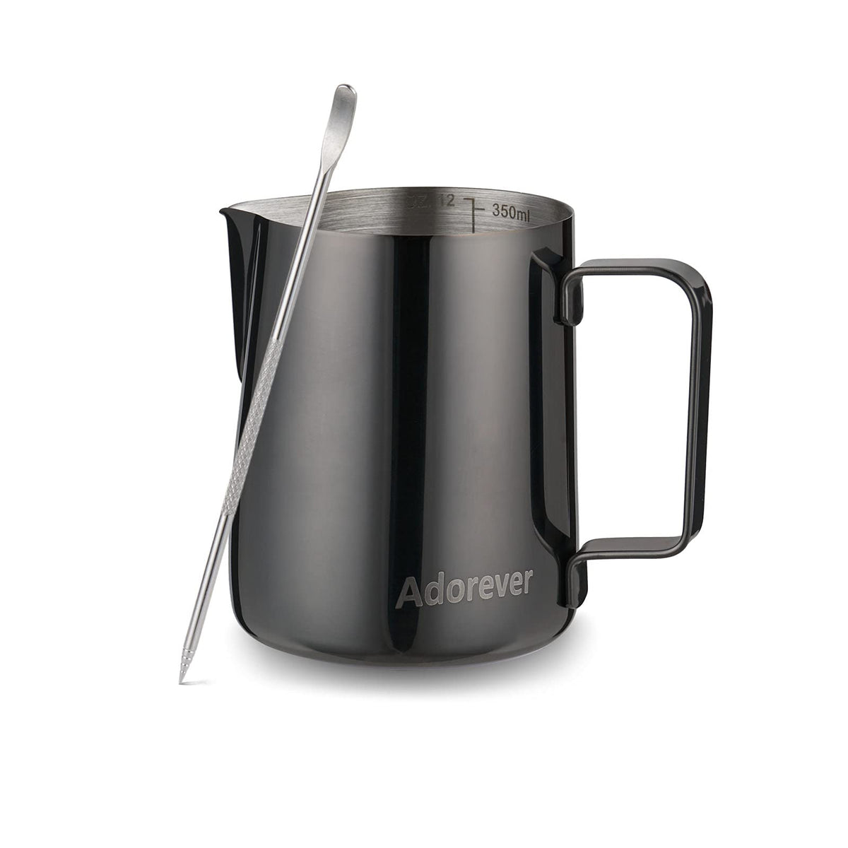 Milk Frothing Pitcher, 8.5oz/12oz/20oz/32oz/50oz/66oz Milk Frother Cup Stainless Steel, Espresso Accessories, Milk Steaming Pitchers Coffee Cappuccino Latte Art Barista Milk Jug Cup with Art Pen,12oz