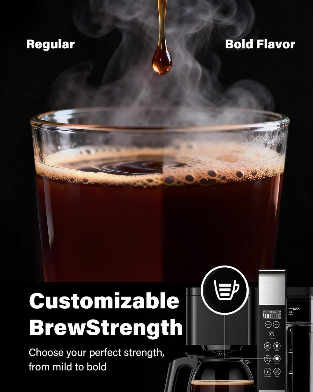 SHARDOR 10-Cup Programmable Drip Coffee Maker, LED Display,Smart Memory