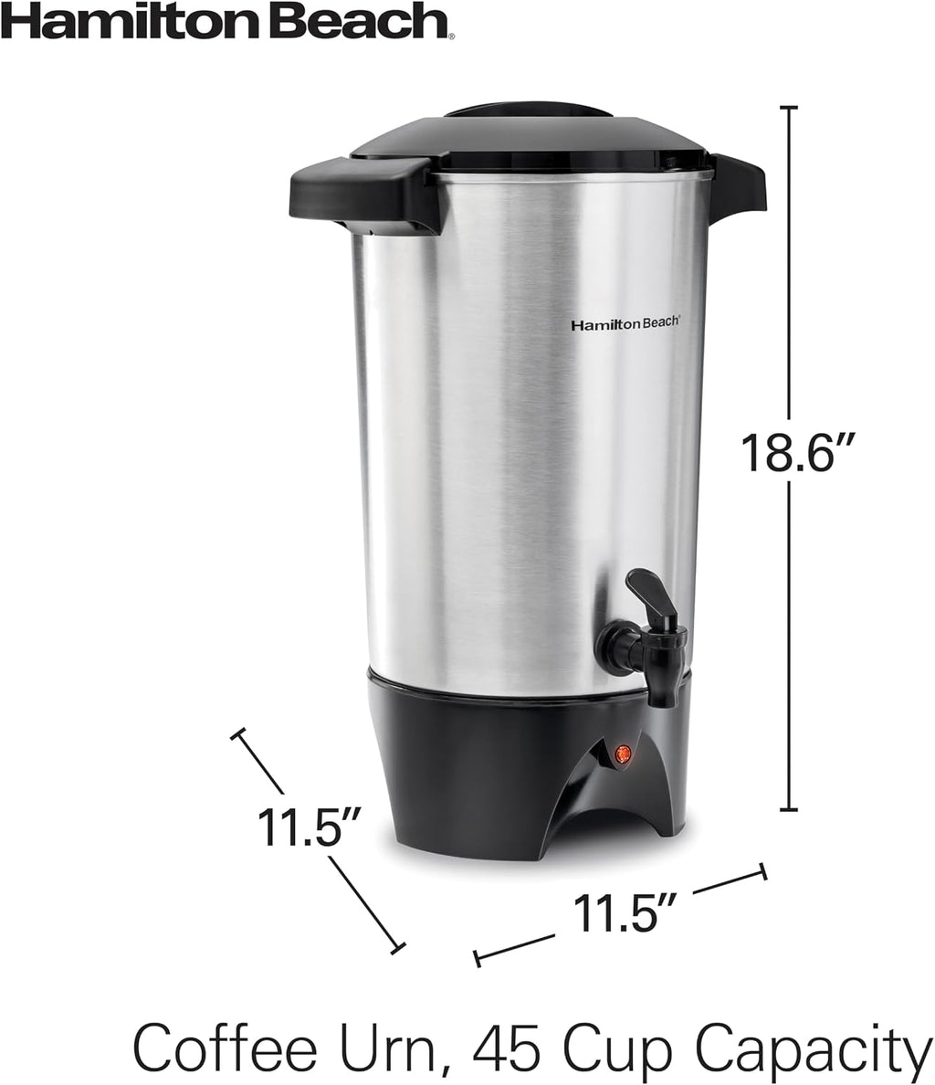 Hamilton Beach 45 Cup Coffee Urn and Hot Beverage Dispenser, Silver