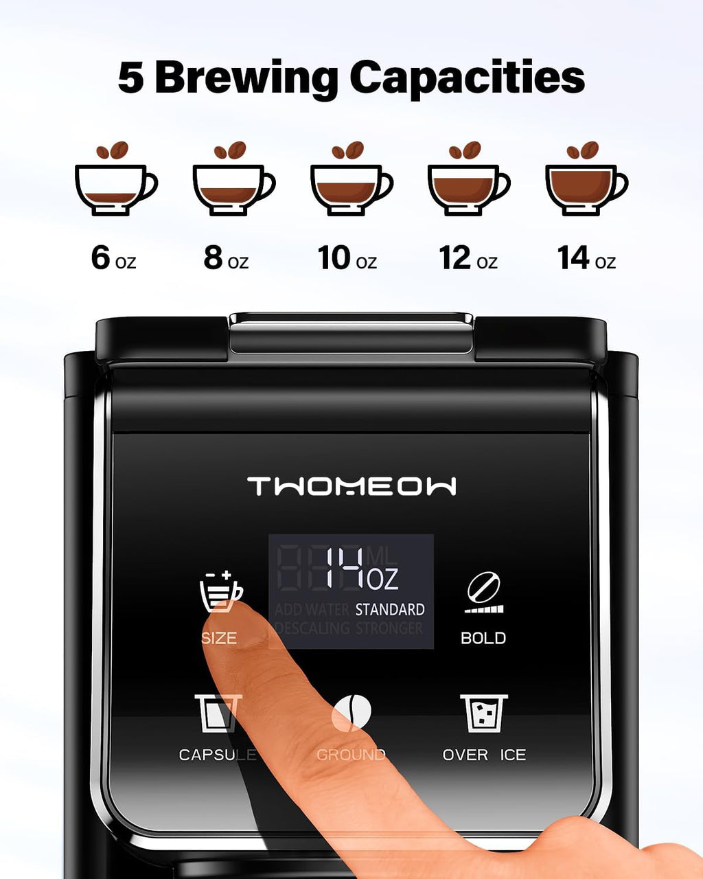 Coffee Maker Hot & Iced Single Cup Coffee Machine K Cup & Grounds