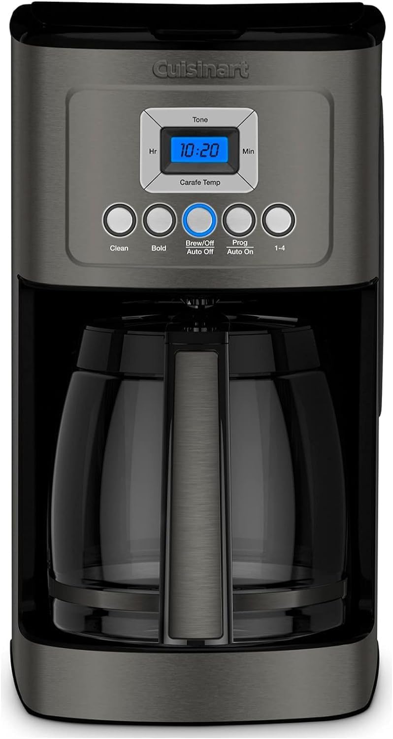 Cuisinart 14-Cup Coffee Maker, Programmable PerfecTemp Glass Carafe Coffee Machine with 1-4 Cup Setting, Brew Strength Control and Pause, Stainless Steel, DCC-3200BKSNAS, Black