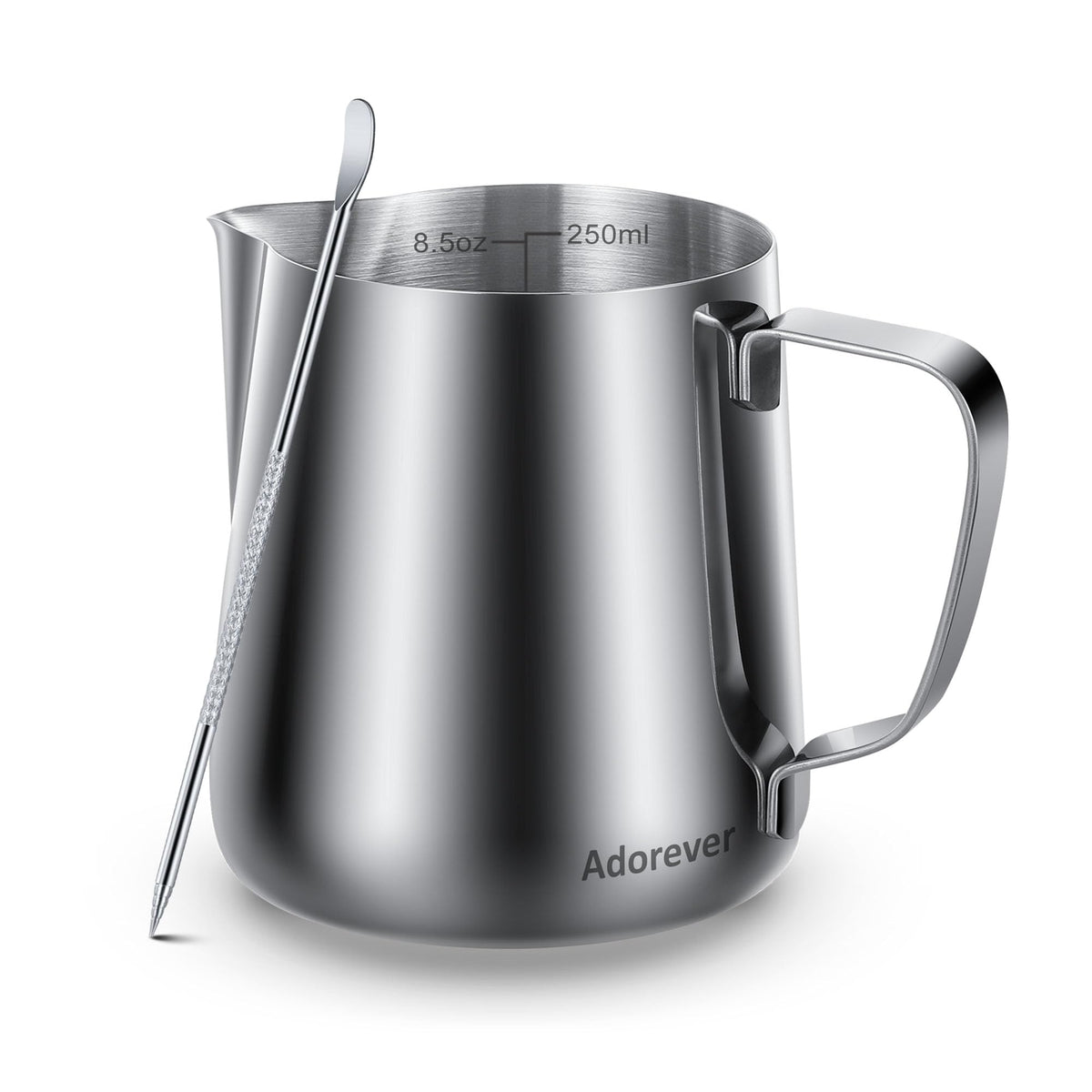 Milk Frothing Pitcher, 8.5oz/12oz/20oz/32oz/50oz/66oz Milk Frother Cup Stainless Steel, Espresso Accessories, Milk Steaming Pitchers Coffee Cappuccino Latte Art Barista Milk Jug Cup with Art Pen,12oz