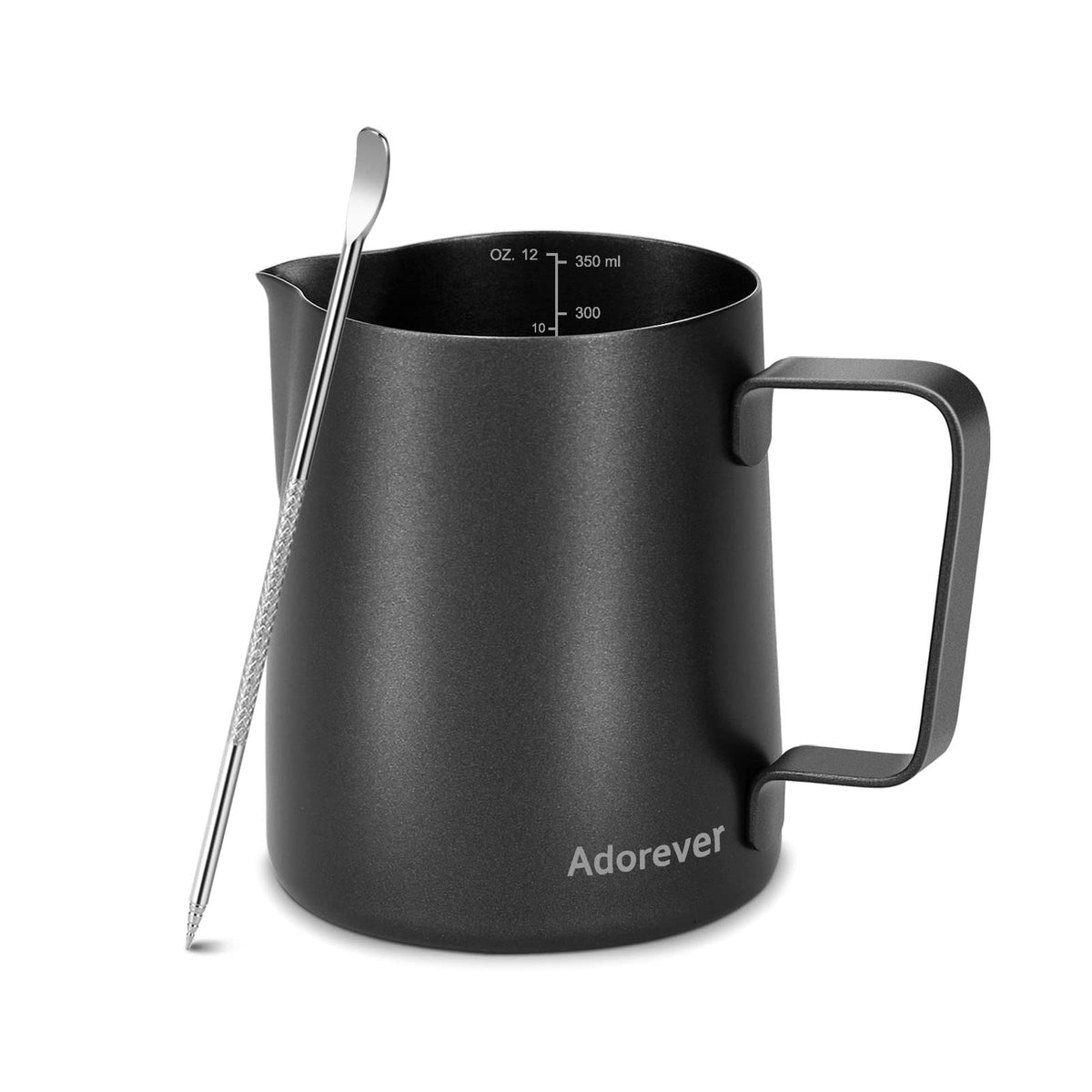 Milk Frothing Pitcher, 8.5oz/12oz/20oz/32oz/50oz/66oz Milk Frother Cup Stainless Steel, Espresso Accessories, Milk Steaming Pitchers Coffee Cappuccino Latte Art Barista Milk Jug Cup with Art Pen,12oz
