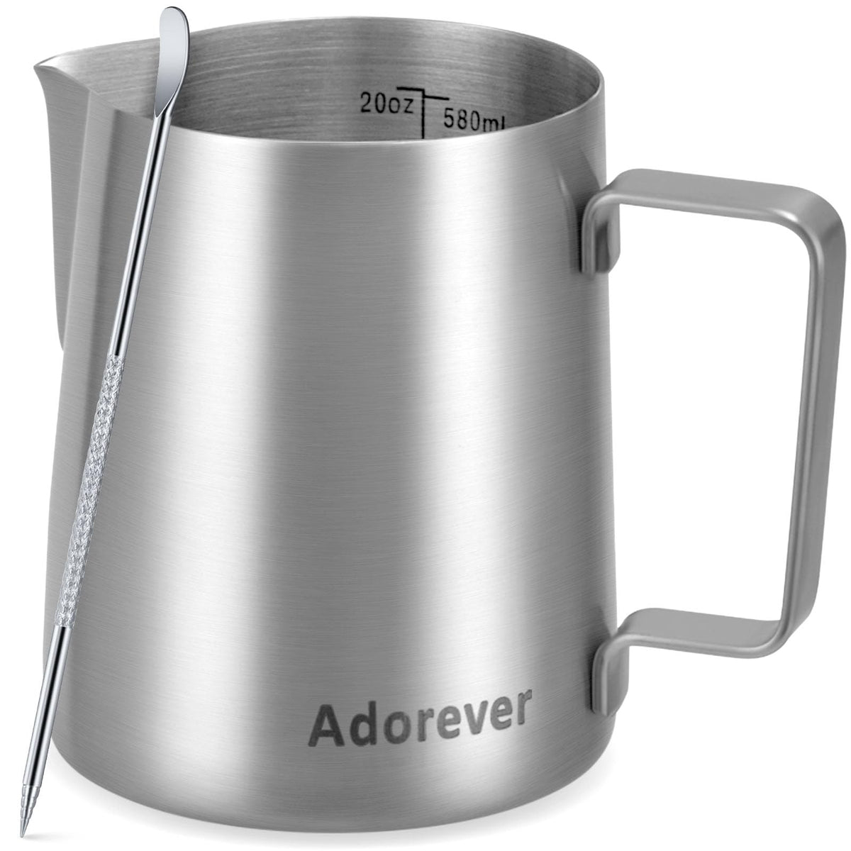 Milk Frothing Pitcher, 8.5oz/12oz/20oz/32oz/50oz/66oz Milk Frother Cup Stainless Steel, Espresso Accessories, Milk Steaming Pitchers Coffee Cappuccino Latte Art Barista Milk Jug Cup with Art Pen,12oz
