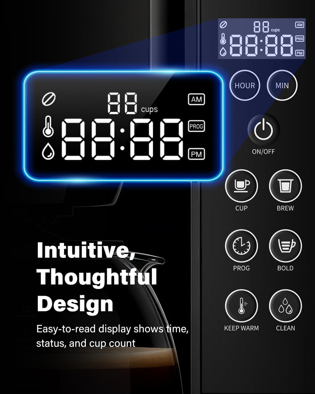 SHARDOR 10-Cup Programmable Drip Coffee Maker, LED Display,Smart Memory