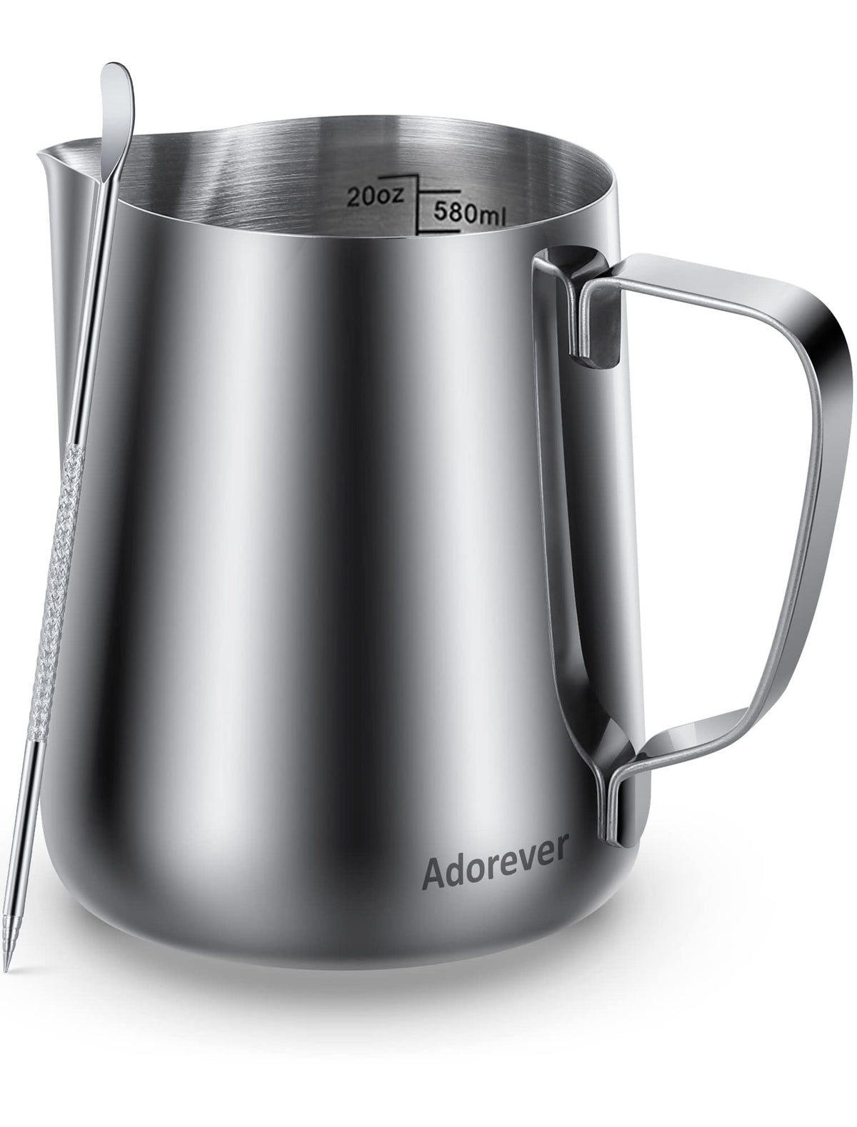 Milk Frothing Pitcher, 8.5oz/12oz/20oz/32oz/50oz/66oz Milk Frother Cup Stainless Steel, Espresso Accessories, Milk Steaming Pitchers Coffee Cappuccino Latte Art Barista Milk Jug Cup with Art Pen,12oz
