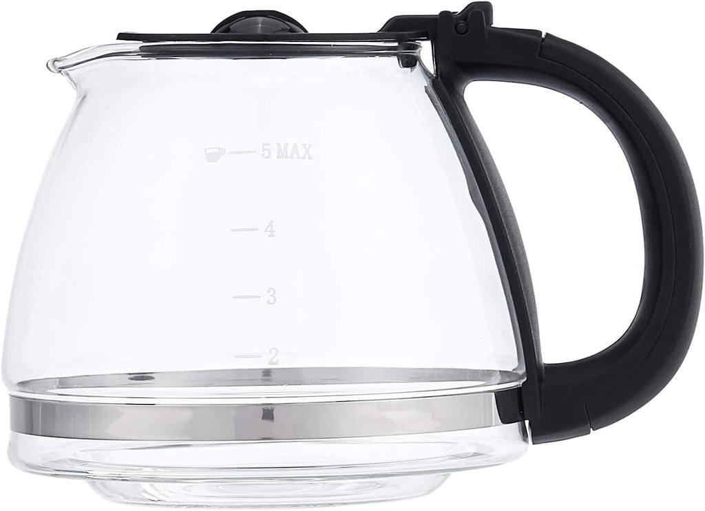 Amazon Basics 5 Cup Drip Coffee Maker with Glass Coffee Pot (0.8 Qt), Auto Shut-off, Auto Pause, Removable Filter Basket, Matte Black