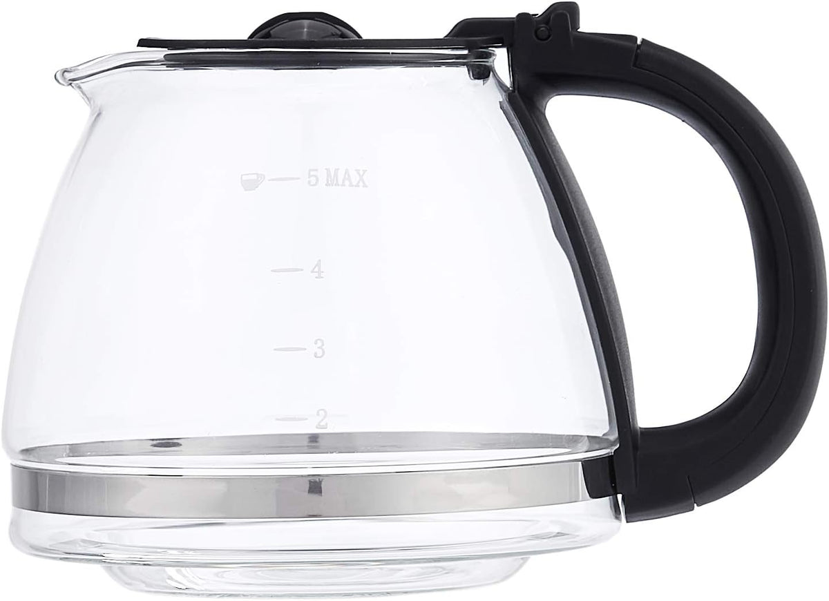 Amazon Basics 5 Cup Drip Coffee Maker with Glass Coffee Pot (0.8 Qt), Auto Shut-off, Auto Pause, Removable Filter Basket, Matte Black