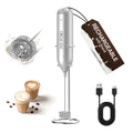 CIRCLE JOY Rechargeable Milk Frother Handheld with Stand, Dual Spring Whisk Head Electric Coffee Frother Foam Maker, Portable Drink Mixer for Cappuccino, Latte, Matcha, Black