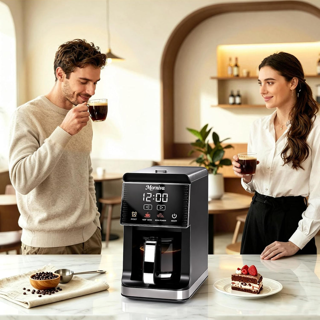 Drip Coffee Maker with Built-In Grinder 5-Cup