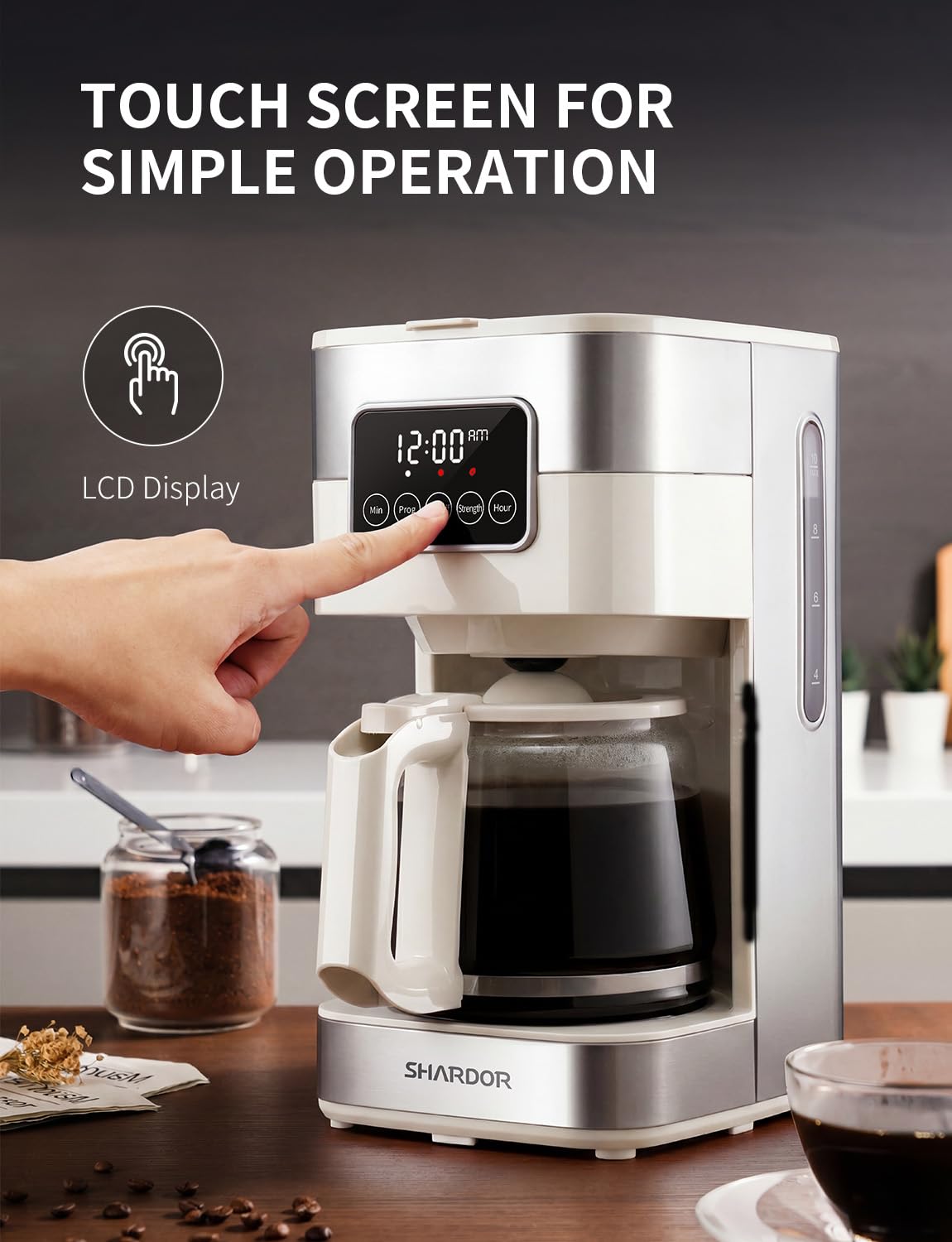 SHARDOR 10-Cup Programmable Coffee Maker, Regular & Strong Brew Drip Coffee Machine for Home and Office, Auto Shut Off, Permanent Filter, Silver