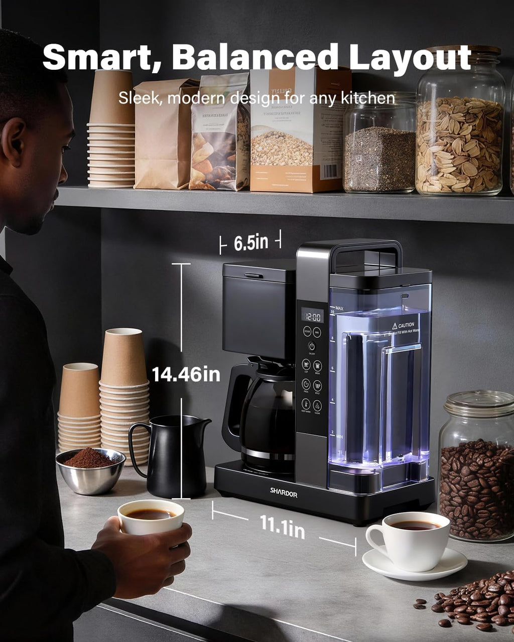 SHARDOR 10-Cup Programmable Drip Coffee Maker, LED Display,Smart Memory
