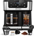 AIRMSEN 12-Cup Programmable Dual Coffee Maker – Single Serve Machine for K-Pods & Ground, 1000W Fast Brew, Delay Start, 2H Keep Warm, Touchscreen, 60oz Tank, Glass Carafe – Home & Office