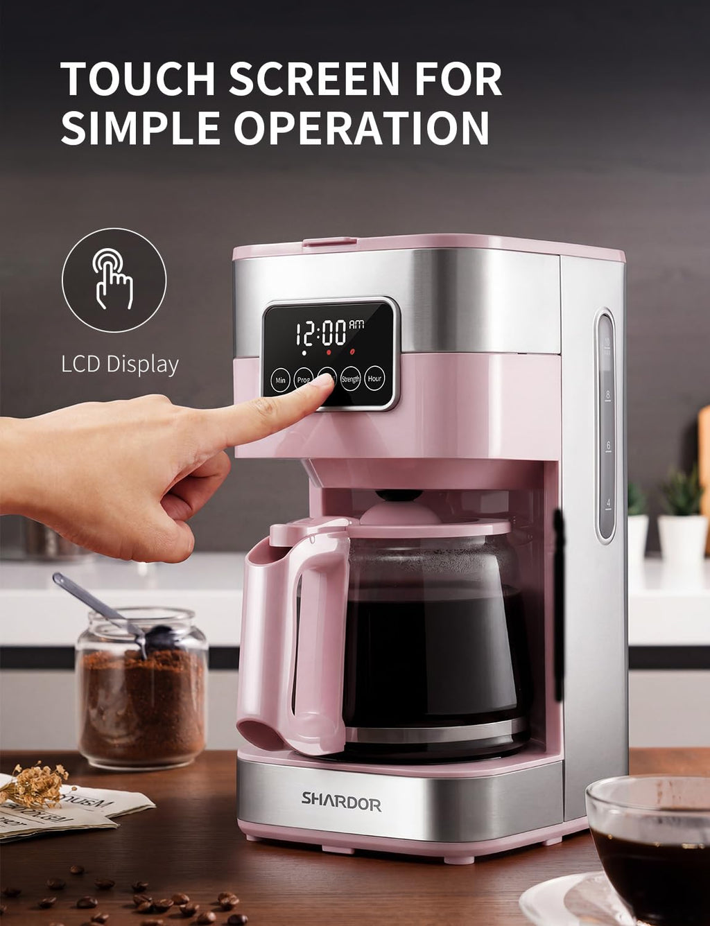 SHARDOR 10-Cup Programmable Coffee Maker, Regular & Strong Brew Drip Coffee Machine for Home and Office, Auto Shut Off, Permanent Filter, Silver
