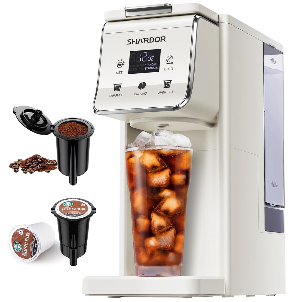 Coffee Maker Hot & Iced Single Cup Coffee Machine K Cup & Grounds