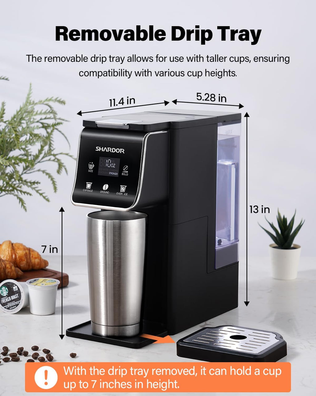 Coffee Maker Hot & Iced Single Cup Coffee Machine K Cup & Grounds