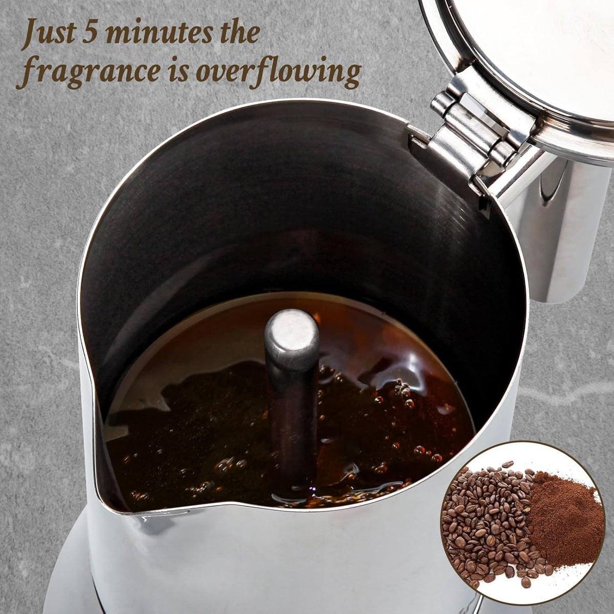 LAOION Stovetop Espresso Maker, 12Cup 17.5 oz Moka Pot, Stainless Steel