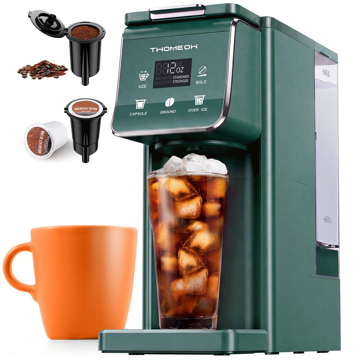 Coffee Maker Hot & Iced Single Cup Coffee Machine K Cup & Grounds