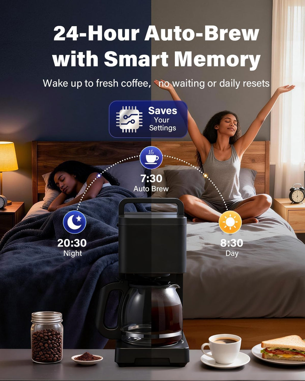 SHARDOR 10-Cup Programmable Drip Coffee Maker, LED Display,Smart Memory