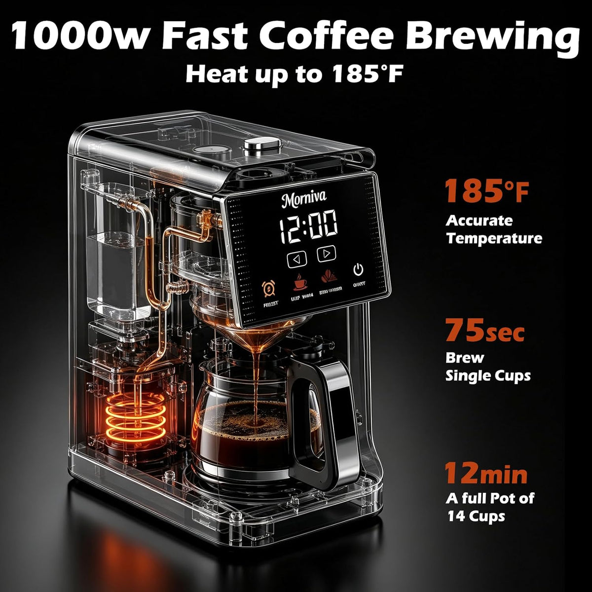 Drip Coffee Maker with Built-In Grinder 5-Cup
