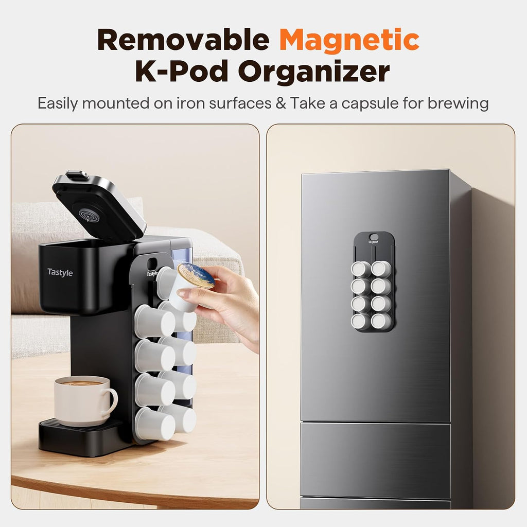 Tastyle Hot & Iced Coffee Maker with Magnetic K-Pod Holder, Fits 7.3'' Mug