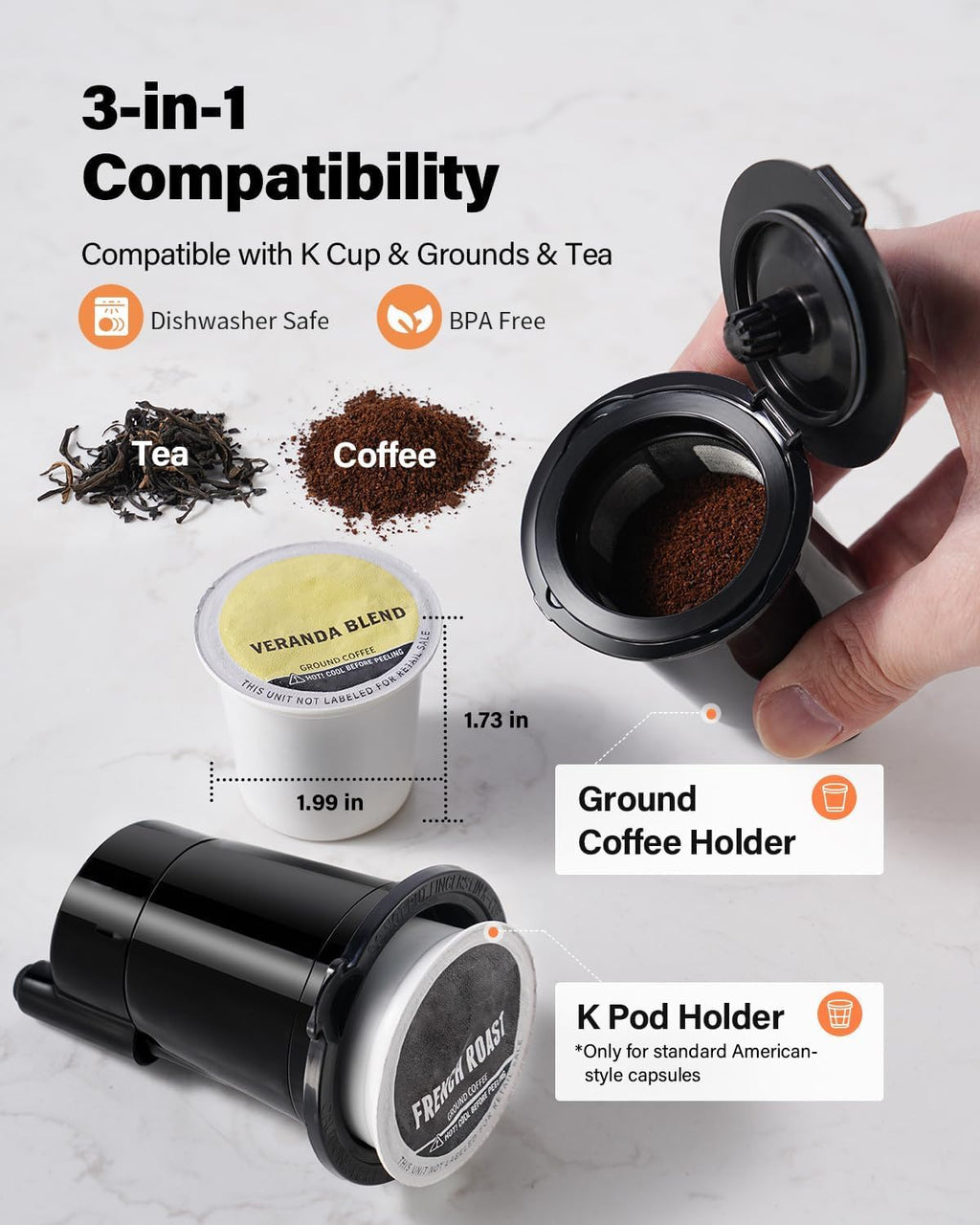 Coffee Maker Hot & Iced Single Cup Coffee Machine K Cup & Grounds