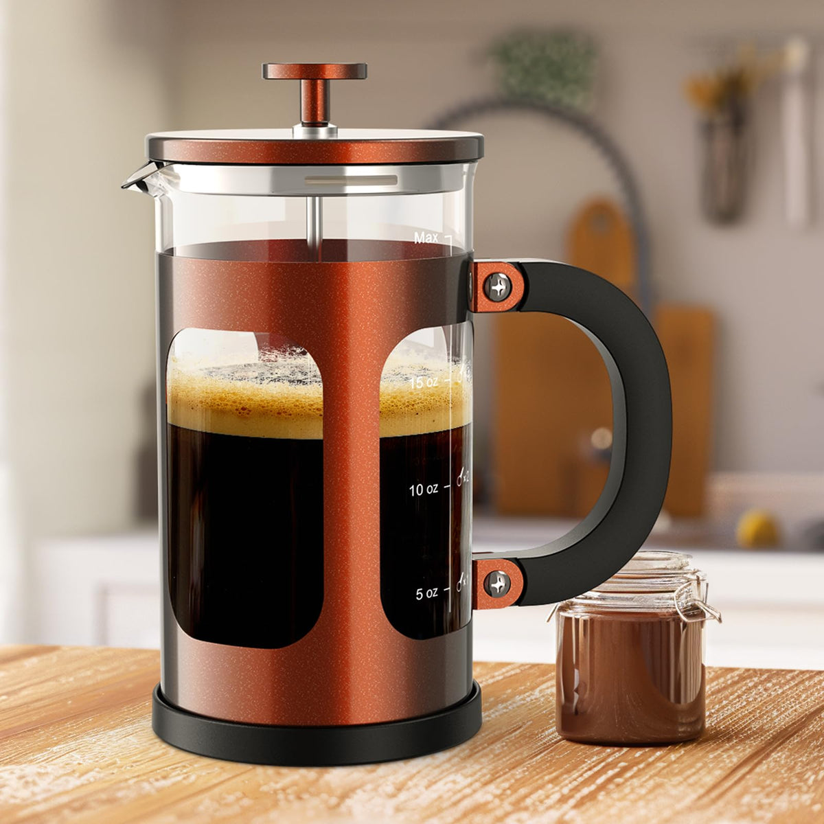 Veken 34oz French Press Coffee Maker, No Plastic Touching Cafe,1 L Cafetera