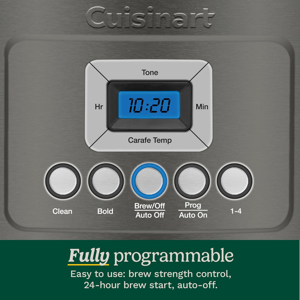 Cuisinart 14-Cup Coffee Maker, Programmable PerfecTemp Glass Carafe Coffee Machine with 1-4 Cup Setting, Brew Strength Control and Pause, Stainless Steel, DCC-3200BKSNAS, Black