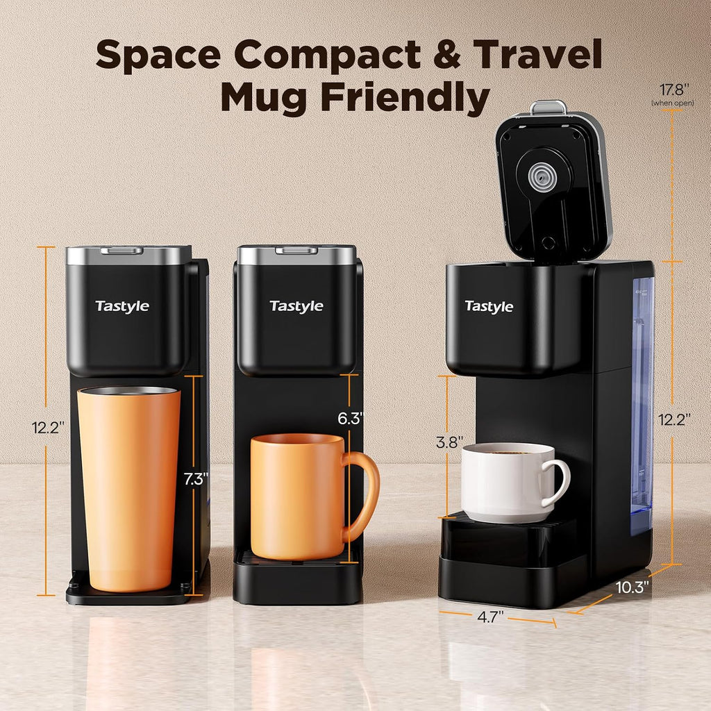 Tastyle Hot & Iced Coffee Maker with Magnetic K-Pod Holder, Fits 7.3'' Mug
